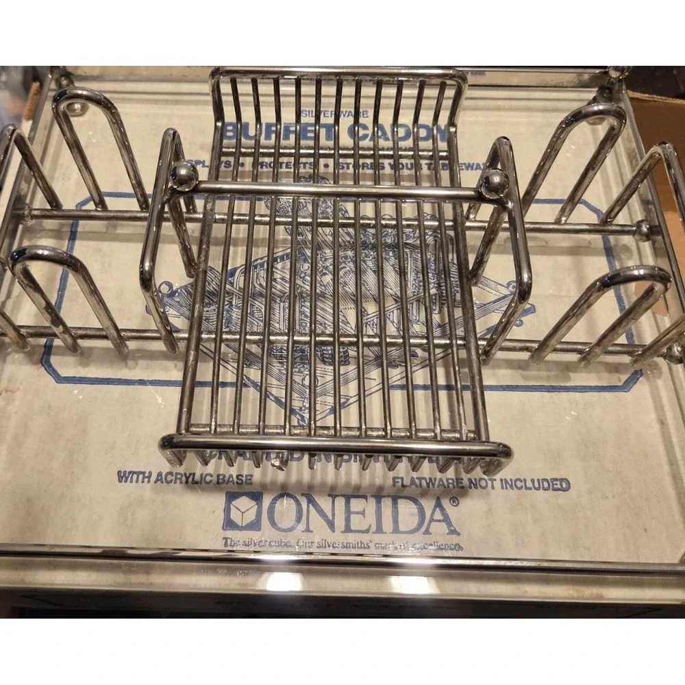 Vintage ONEIDA Silverplate Silverware Buffet Caddy Holder Organizer Catering Aid